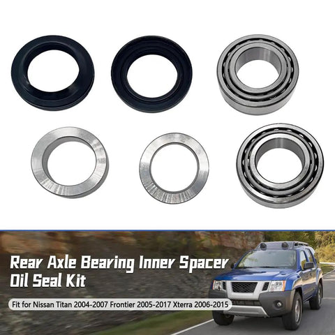 Rear Axle Bearing Oil Seal Kit Fits Nissan Titan 2004-2007, Frontier 2005-2017, Xterra 2006-2015 components on display
