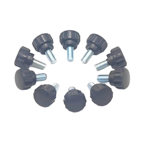10 Pack M5 Threaded Knurled Thumb Screws Black Round Grip Knobs For Machinery Lathe Setup Carbon Steel With ABS Core