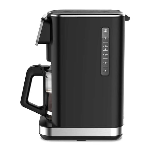 12-Cup Touchscreen Coffee Maker With Glass Carafe, Brew Strength Control, Iced Coffee Mode seen from side view
