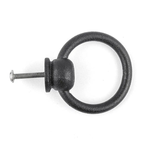 2-Inch Black Wrought Iron Cabinet Handles And Drawer Pulls Antique Style with screw, mission ring pull handles for classic home use.
