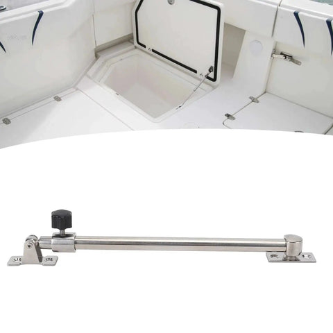 Marine-grade stainless steel adjustable boat hatch window support rod with two mounting brackets and knob