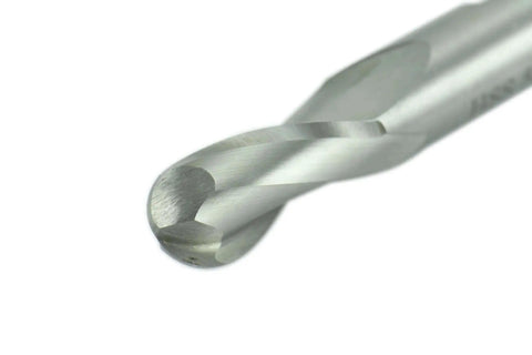 Close-up of 3/4 Inch 2 Flute HSS Ball Nose End Mill Single End Weldon Shank Right Hand Regular Length by Shars Tool