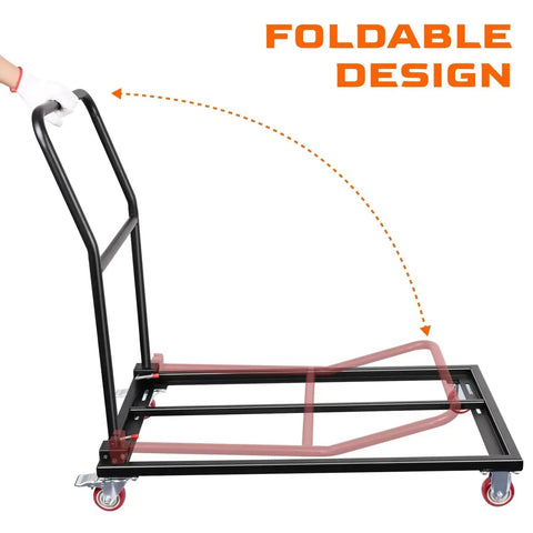 Heavy Duty Folding Chair Dolly Cart Up To 1500 Lbs With Thickened Steel Plates L Shaped Chair Rack featuring foldable design