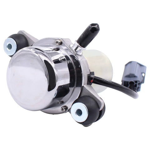 NewYall UP-28 electric brake booster vacuum pump, chrome housing, black electrical connector, mounting studs