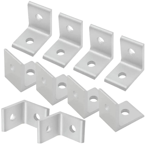 10 Pack Inside Corner Brackets For 2020 Aluminum Extrusion, 2 Hole L Shape Connectors, Silver Anodized Aluminum Alloy, Rust Resistant And Durable