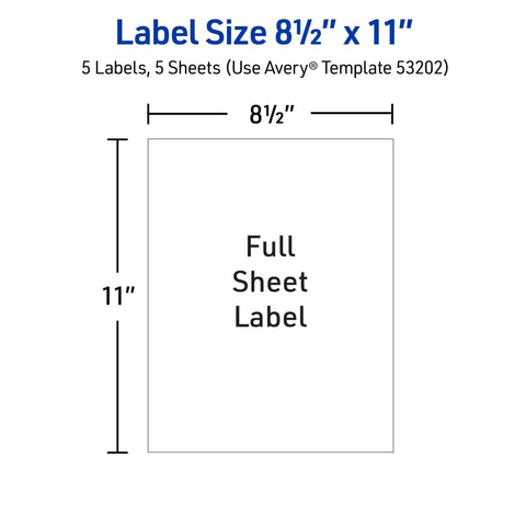 Printable Sticker Paper for Home Projects With Repositionable Adhesive, 8.5 By 11 Inches Matte White label dimensions diagram