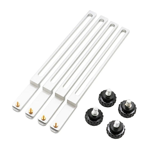 Four Piece BGA Jig Fixture Set For Rework Station, Aluminum Alloy PCB Clamp Tools, accessories shown from top view