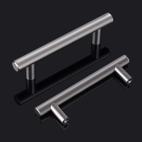 30 Pack Brushed Nickel Stainless Steel Kitchen Cabinet Handles T Bar Pulls Three And A Half Inch Center To Center Six Inch Overall Length Modern Euro Style Cupboard Drawer Pulls For Cabinets Dressers Furniture Hardware