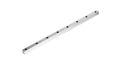 Close-up of MGN9 50Mm linear guide rail for 3D printers and CNC machines, showing precision steel construction and mounting holes.