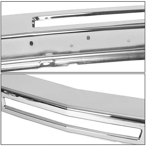 Front Bumper Impact Face Bar Chrome Steel For Chevy Silverado 2007-2013 with air intake hole, side view