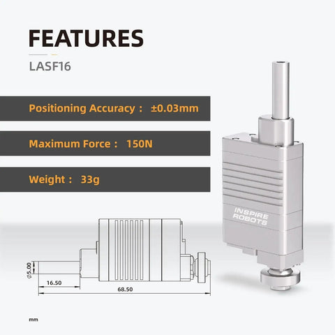 Micro Linear Servo Actuator With Built-In Force Sensor For Robotics And Automation, Stroke 16 Millimeters, product features.