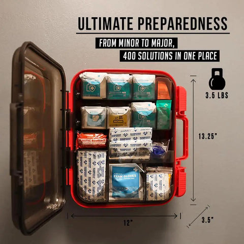 Open view of Comprehensive 400 Piece OSHA ANSI First Aid Kit Type III Class A Medical Supply For Contractors Worksites by Everlit