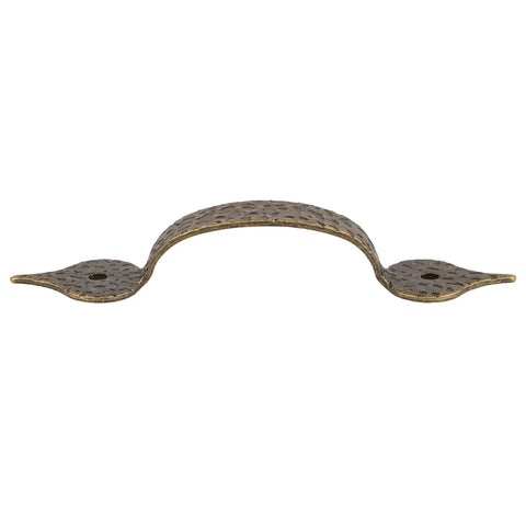 Antique Brass Hammered Drawer Pull With 3 1/4 Inch Centers, 5 Inch Width And 1 Inch Height, Vintage Reproduction Furniture Hardware For Cabinets