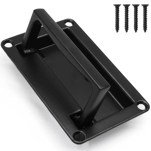 Recessed Pull Handle For Drawers Doors And Toolboxes Black Zinc Alloy 4.38 X 2.76 Inch with screws, side view