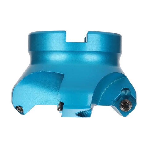 Side view of CNC Lathe Face Mill With Four Flutes High Efficiency Milling Cutter for metal machining, aluminum alloy, helical offset.
