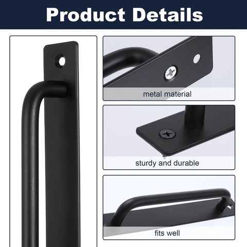 Two Pack Sliding Barn Door Handle With Plate, 7 Inch Aluminum Alloy Door Pull For Cabinet, Drawer, Gate, And Closet, Black Finish, Easy Install With Standard 6.3 Inch Spacing Mounting Holes