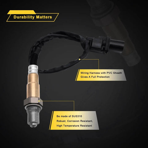 Wideband Air Fuel Ratio Gauge 52mm With LSU 4.9 Sensor AFR Lambda Controller Kit, focusing on durable sensor and wiring harness.