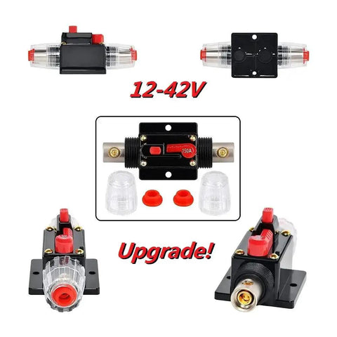 Inline 150A Fuse Holder Circuit Breaker for Car Audio and Amp Setups with Overload Protection and Auto or Manual Reset