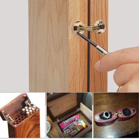 Hidden Brass Barrel Hinges 10mm 4 Pack Concealed Box Hinges For DIYers Jewelry Box And Hand Craft Invisible Cabinet Hinges installed