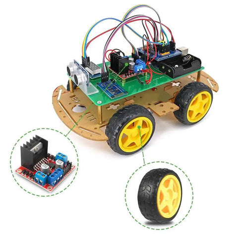 Dual H-Bridge L298N Motor Drive Controller Board for Arduino DIY RC Car and Robotics Dope Kit with wheels and module
