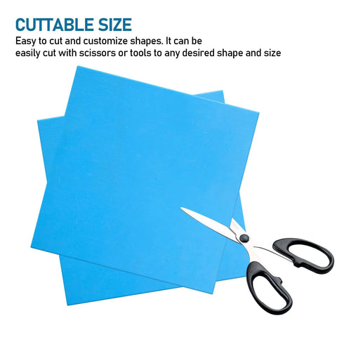 Blue gasket sheets, 8x8 in, non-asbestos high-temperature material, 3 pieces with scissors