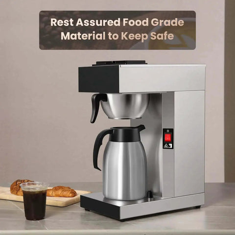 Workhorse Commercial Drip Coffee Maker With 12 Cup Capacity And 74 Ounce Thermal Carafe In Stainless Steel For Busy Kitchens
