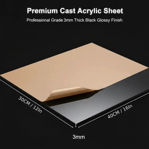 Four Pack Black Acrylic Sheets 12 By 16 Inches One Eighth Inch Thick For Laser Cutting Crafts Photo Frames And DIY Projects Plexiglass Board.