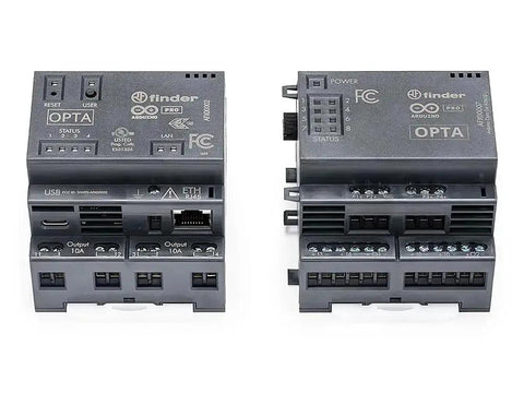Front view of Pro Opta EXT Analog Expansion Module for Micro PLC with 6 programmable inputs, 2 outputs, and 4 PWM channels.
