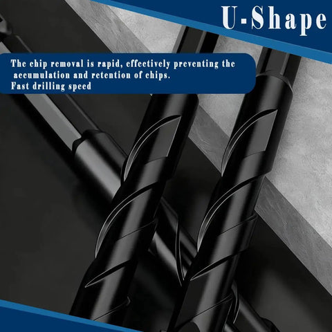 Close-up of 10 Piece One Quarter Inch Black Ceramic Tile Drill Bit Set With 6mm Shank Eccentric Head for Glass Marble