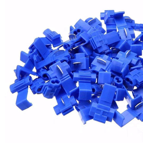 Blue insulated solderless quick-splice connectors, 125-pack for 22–10 AWG wires