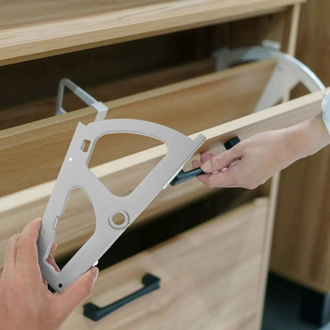 Two Piece Stainless Steel Shoe Cabinet Turning Rack Hinges With High Load Capacity, being installed in a wooden cabinet.