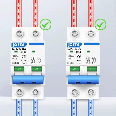 DC Miniature Circuit Breaker Two Pole 1000V For Solar PV System Din Rail Mount 63A Pack Of Two in front view