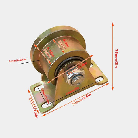 Rigid T Groove Track Wheel With Bracket For Barn Doors And Industrial Gates, Heavy Duty 45 Steel, Galvanized Surface, Double Bearings