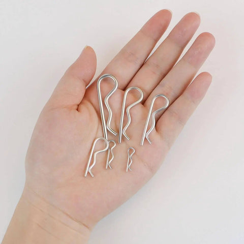 100 Pcs R Pins Hairpin Clips Set Carbon Steel Zinc Plated Heavy Duty Assortment Kit With 6 Sizes for hitch pin lock on hand