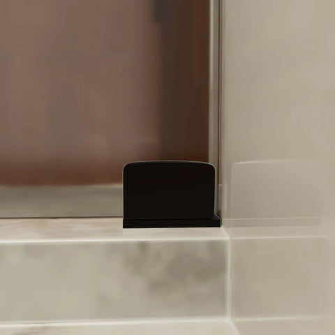 Adjustable Glass to Wall Mount Shower Door Pivot Hinge With Reversible L Bracket, Brixwell, oil rubbed bronze, installed view