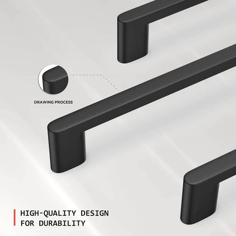 10 Pack 5 Inch Matte Black Cabinet Pulls For Kitchen Cabinets, Dresser Drawers, And Cupboards, Modern Square Aluminum Alloy Handles, Easy Install, Durable Hardware, Sleek Upgrade For Your Furniture And Home Decor.