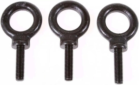 Three M10 forged shoulder eyebolts for KW Series loudspeakers, heavy-duty steel suspension hardware for safe fly and install.
