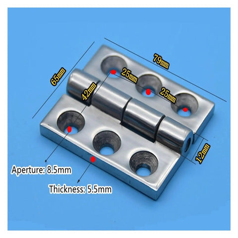 Heavy Duty Concealed Kitchen Cabinet Hinges In Stainless Steel, Adjustable And Polished Six Hole 65x79x5.5mm Design