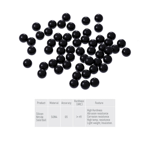 Ceramic bearing balls, silicon nitride Si3N4, 3/32 in (0.094 in) diameter, G5 precision, 100 pcs, black