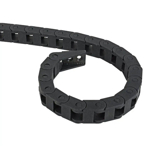 7x7mm Internal Size Black Plastic Drag Chain Cable Carrier 1M Length For CNC Machines, Rugged Nylon Build With R15 Bend Radius