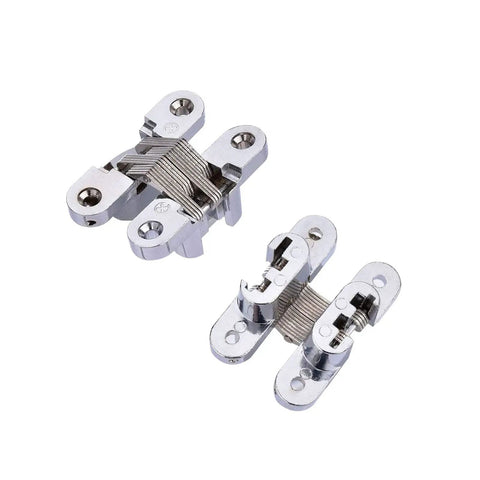Hidden Door Hinge Set With 8 Pack Concealed Cross Hinges In Zinc Alloy Heavy Duty 180 Degree Invisible Swing For Wooden Doors