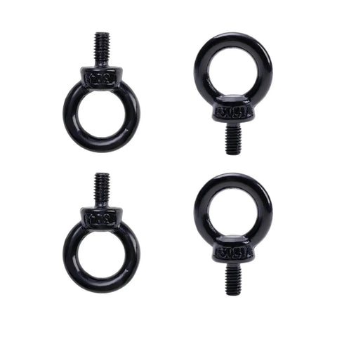 4 Pack Black M6 Lifting Eye Bolts, 12mm, 1/4 By 1/2 Inch, Stainless Steel Shoulder Lifting Eye Bolts For Lifting And Hanging