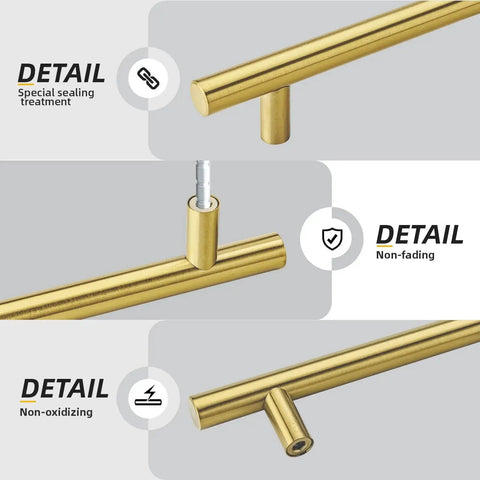 30 Pack 3 Inch Gold Cabinet Handles For Cupboards And Drawers, Fade Resistant Stainless Steel Gold Cabinet Pulls Details