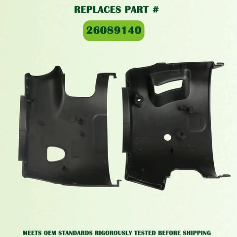 Upper and Lower Steering Column Trim Cover Kit for 2003-2007 Silverado Suburban, black plastic, two-piece set, flat view