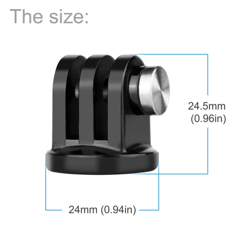 Side view of Six Pack Anti Rust 316 Stainless Steel Mini Tripod Mount Adapters With One Quarter Inch Twenty Threaded Thumbscrew
