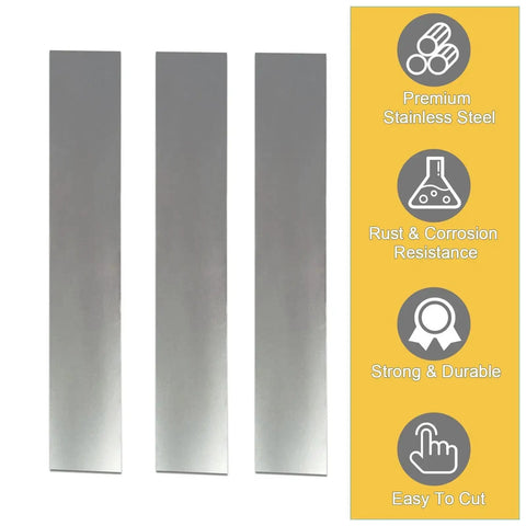 304 Stainless Steel Pro Grade Shim Stock Set 1 Inch Wide 6 Inches Long 0.001 0.0015 0.002 Inch Thickness Three Piece Kit Product Image