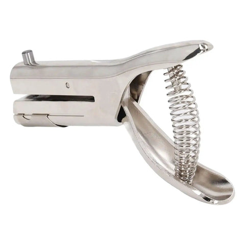 Heavy Duty Handheld Hole Punch With All Metal Construction That Delivers 6mm Holes Through Up To 20 Sheets, side view of tool