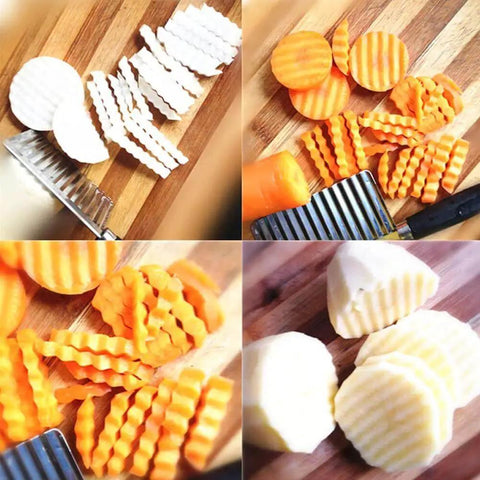 2 Pack Crinkle Cutter Wavy Potato Slicer Knife For French Fries And Veggies Easy Vegetable Cutter For Cucumber Carrot Garnishes