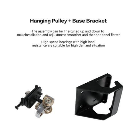 Motorized Flush Hidden Sliding Barn Door Hardware Kit For 47.2 To 59 Inch Doors, aluminum hanging pulley and base bracket