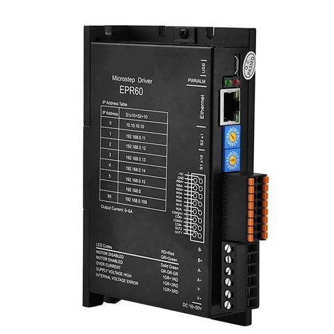 EPR60 Nema 23 Stepper Motor Driver with Ethernet Fieldbus for EP Series, featuring Modbus TCP Protocol and data rates for pro-grade control.